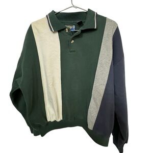 Vintage Block Striped 90s Shaver Lake Green Purple Pullover Men’s L Sweatshirt